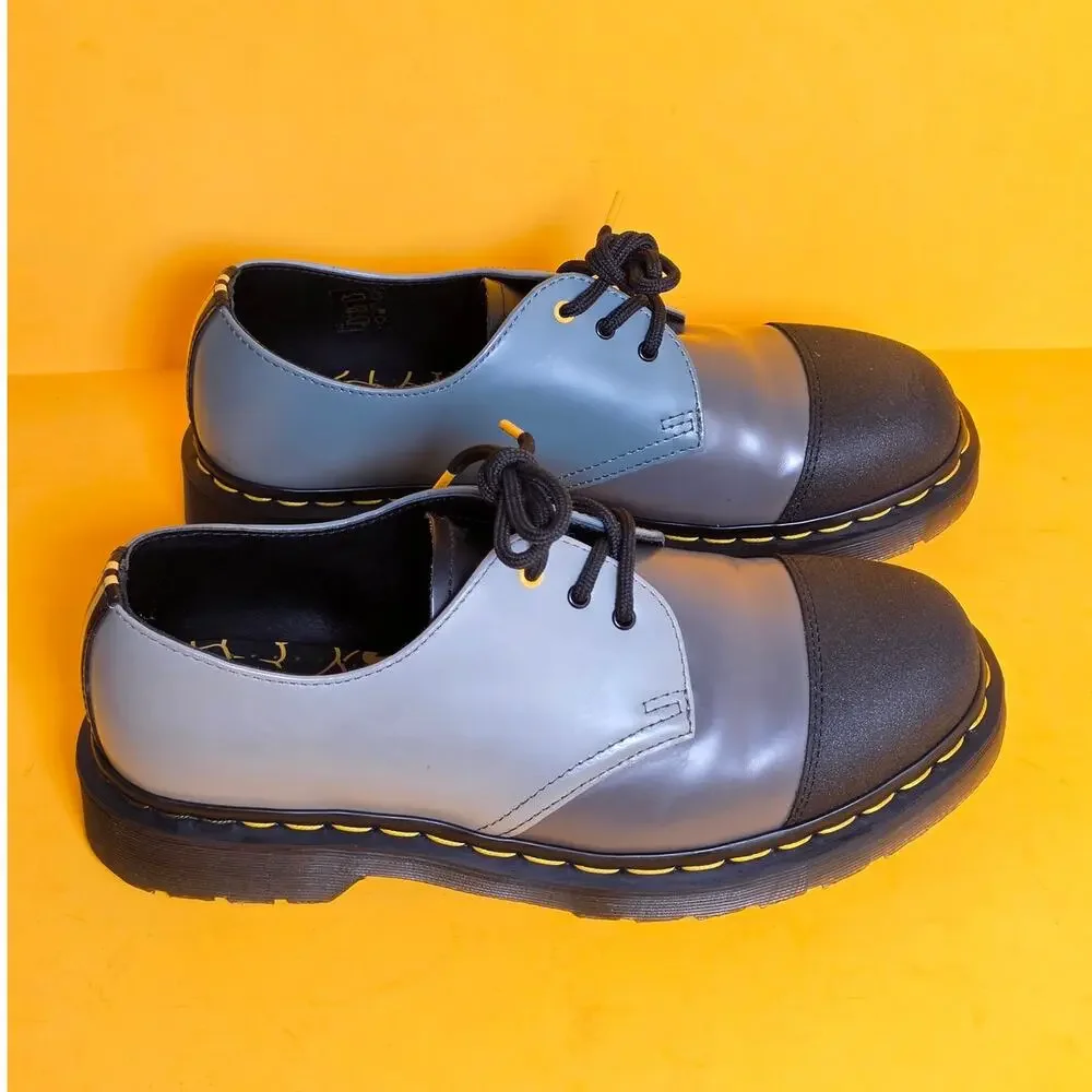 Dr Martens 1461 London Black Grey 3-Eye Oxfords Mens 8 Womens 9 New Old Stock